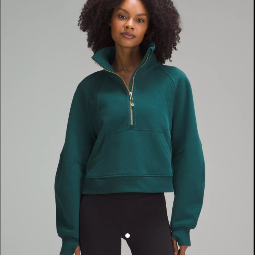 Lululemon Scuba Oversized Hoodie Funnel Neck Half Zip - Green